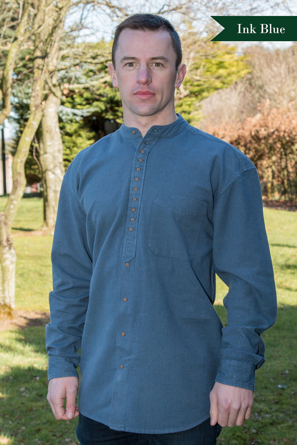 Civilian Cotton Retro Irish Shirt - Ink Blue
