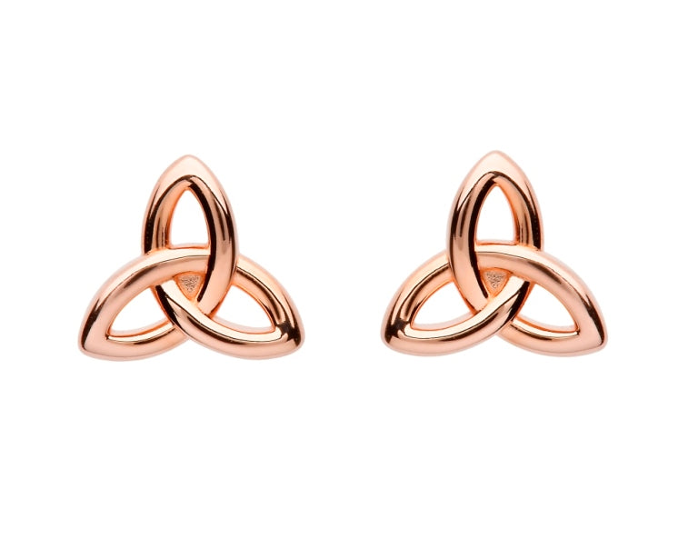 Sterling Silver Trinity Rose Gold Plated Stud Earrings