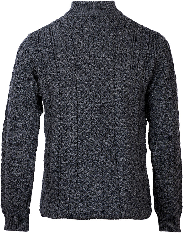 Merino Wool Half Zip Aran Sweater