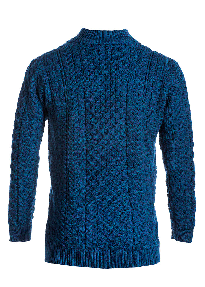 Merino Wool Half Zip Aran Sweater
