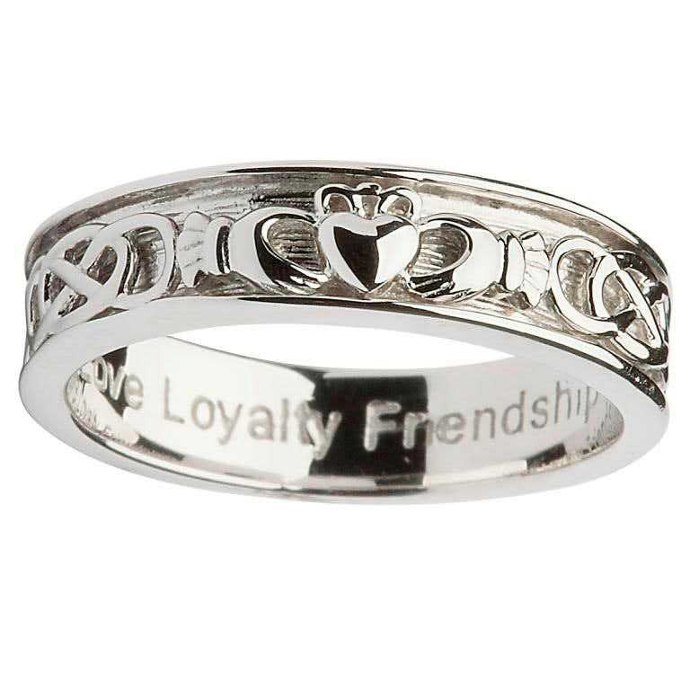 Gents Silver Claddagh Celtic Wedding Ring