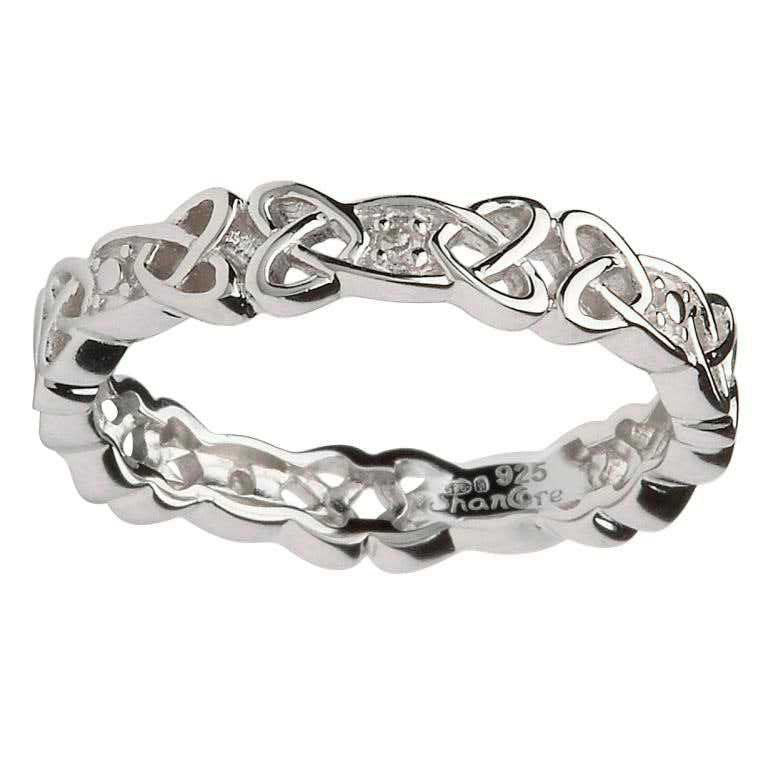 Ladies Silver Celtic Knot Stone Set Ring