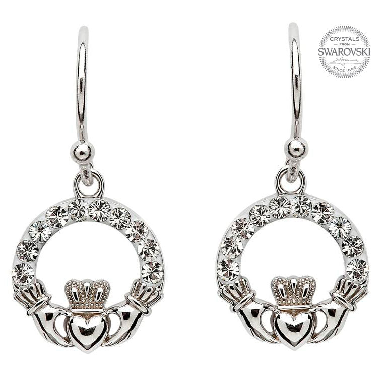 Claddagh Earrings Adorned With Crystals