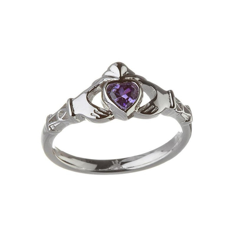 February Birthstone Claddagh Ring