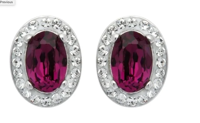 Sterling Silver Oval Halo Stud Earrings Embellished With Crystal