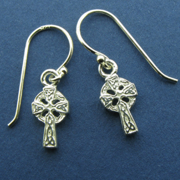 Celtic Cross Small Drop Earrings