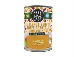 Free & Easy Organic Butternut Squash, Sweet Potato & Turmeric Soup