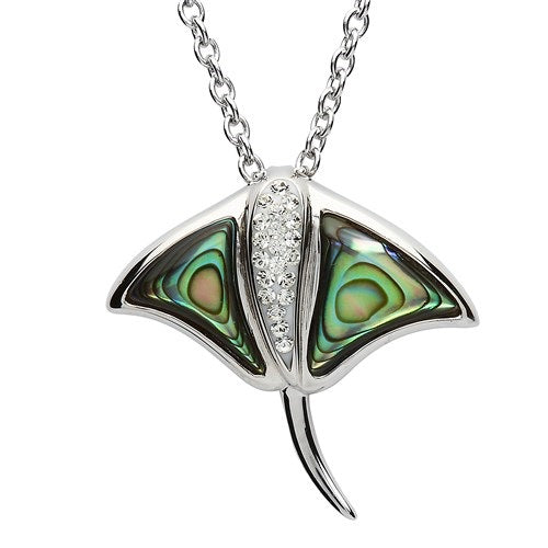 Sting Ray Necklace with Abalone and White Crystals