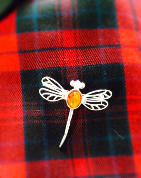 Outlander Inspired Dragonfly In Amber Brooch