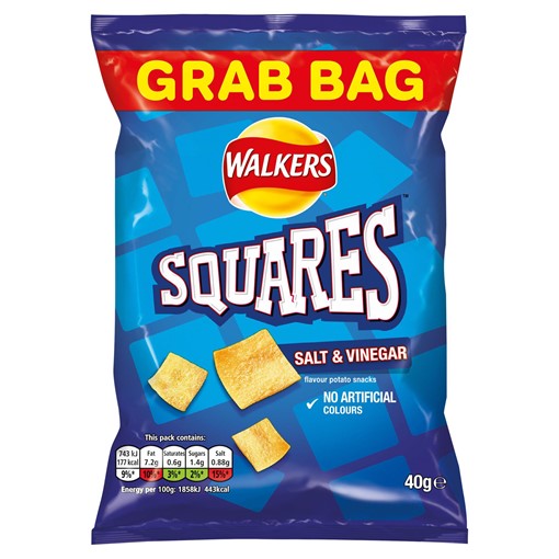 Walker's Squares Salt and Vinegar 40g