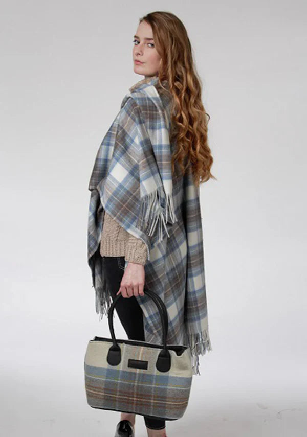 Stewart Blue Muted Lambswool Cape