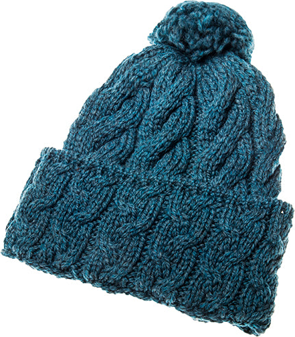 Supersoft Merino Wool Cable Knit Pom Pom Hat