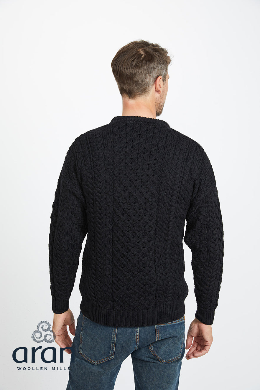 Pure Wool Unisex Aran Sweater Oatmeal Fleck