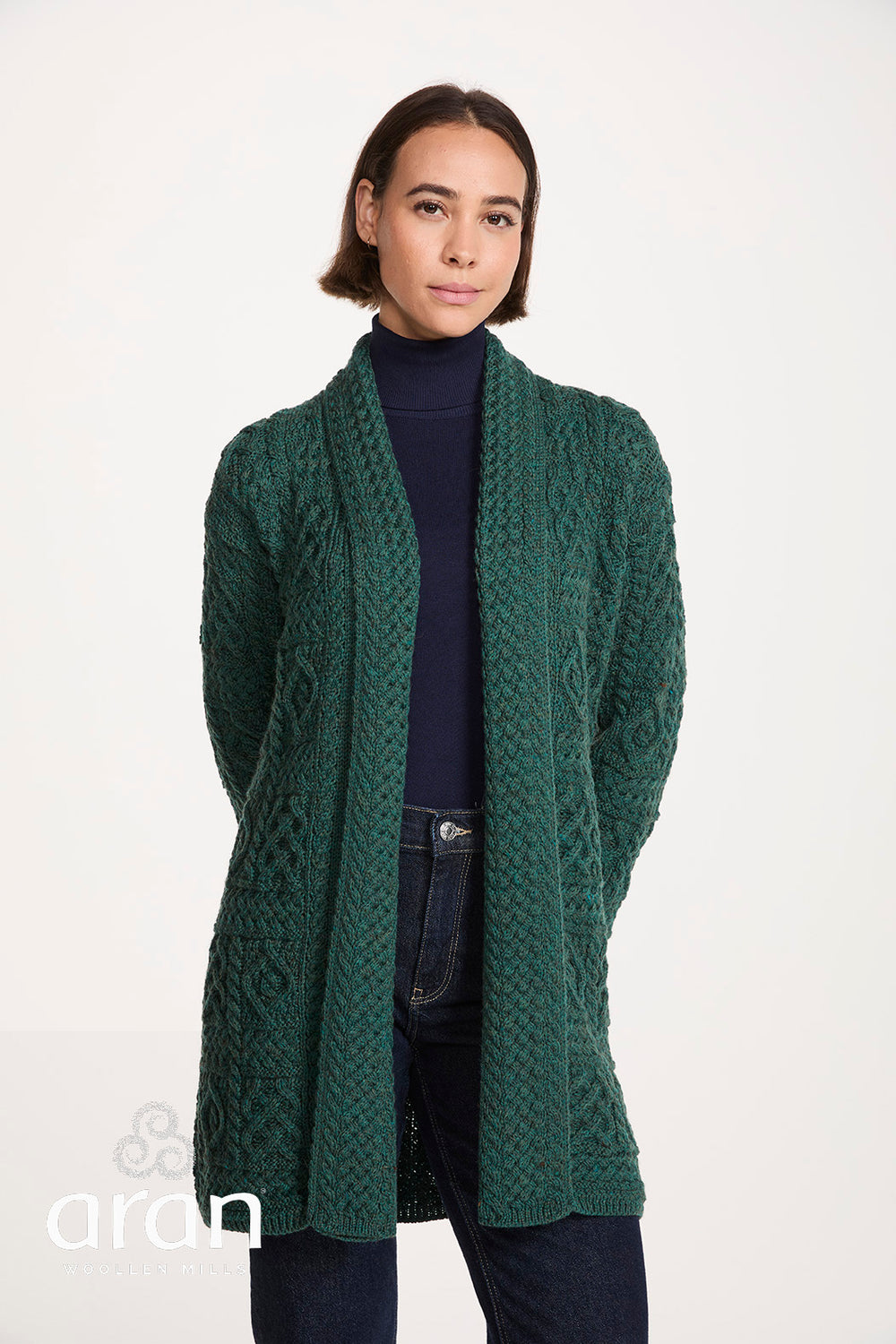 Ladies Long Shawl Foldback Cardigan