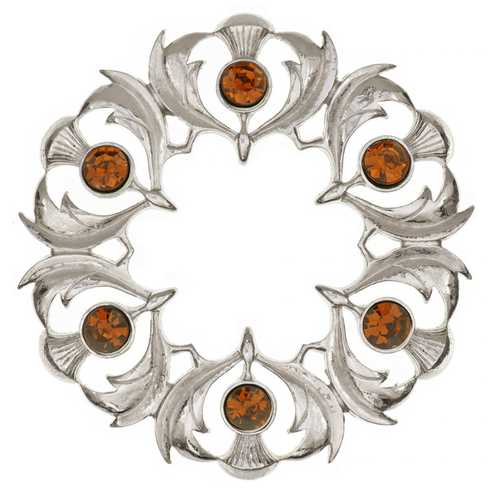 Scottish Thistles Plaid Brooch