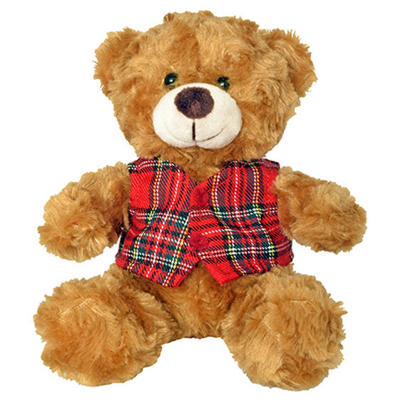 Teddy Bear with Red Tartan Waistcoat