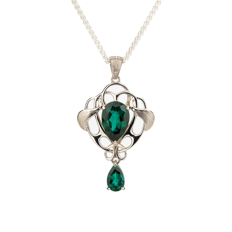 Silver and Lab Grown Emeralds Alchemy and Echoes Pendant