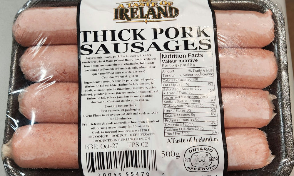 Taste of Ireland Thick Pork Sausages 500g