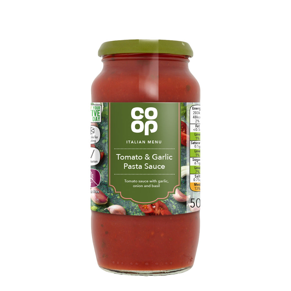 Co Op Tomato and Garlic Pasta Sauce 500g