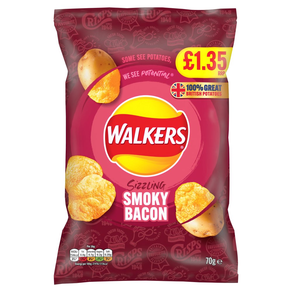 Walker's Smoky Bacon Crisps 70g