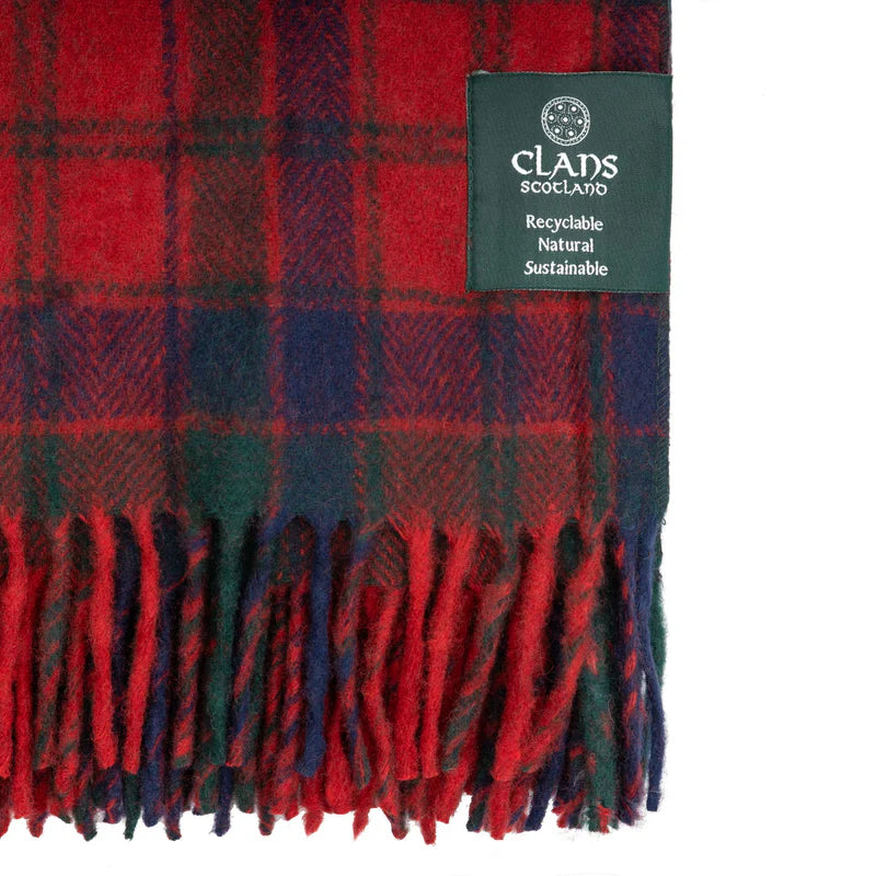 Robertson Red Highland Wool Blend Tartan Blanket Throw