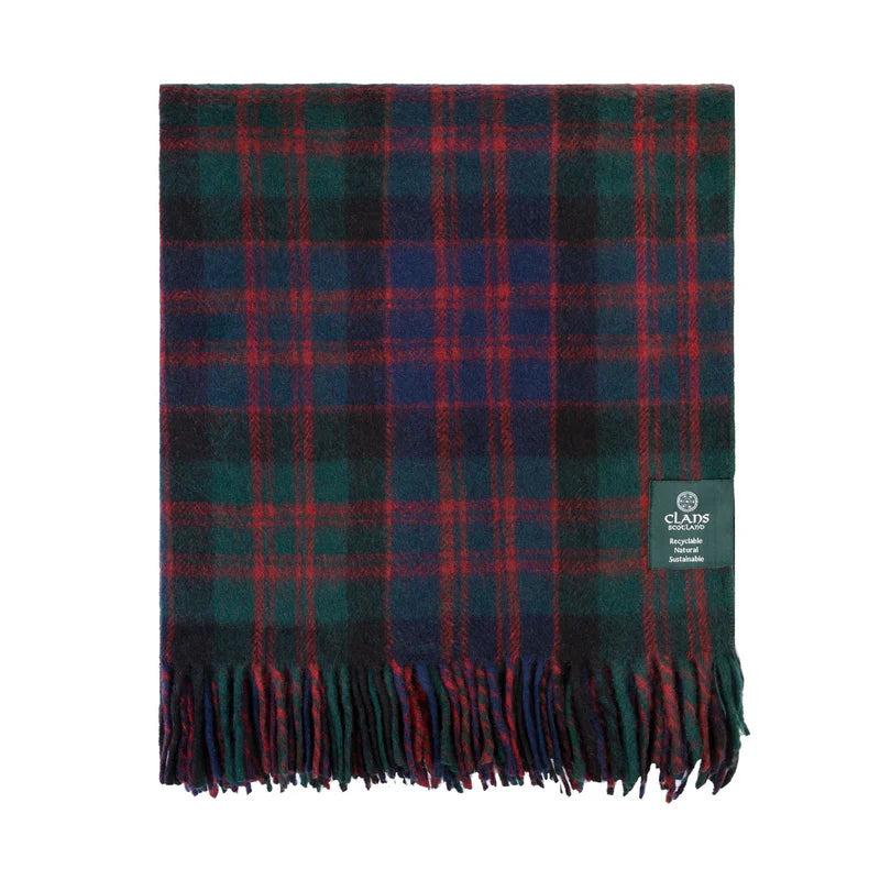 MacDonald Clan Highland Wool Blend Tartan Blanket Throw