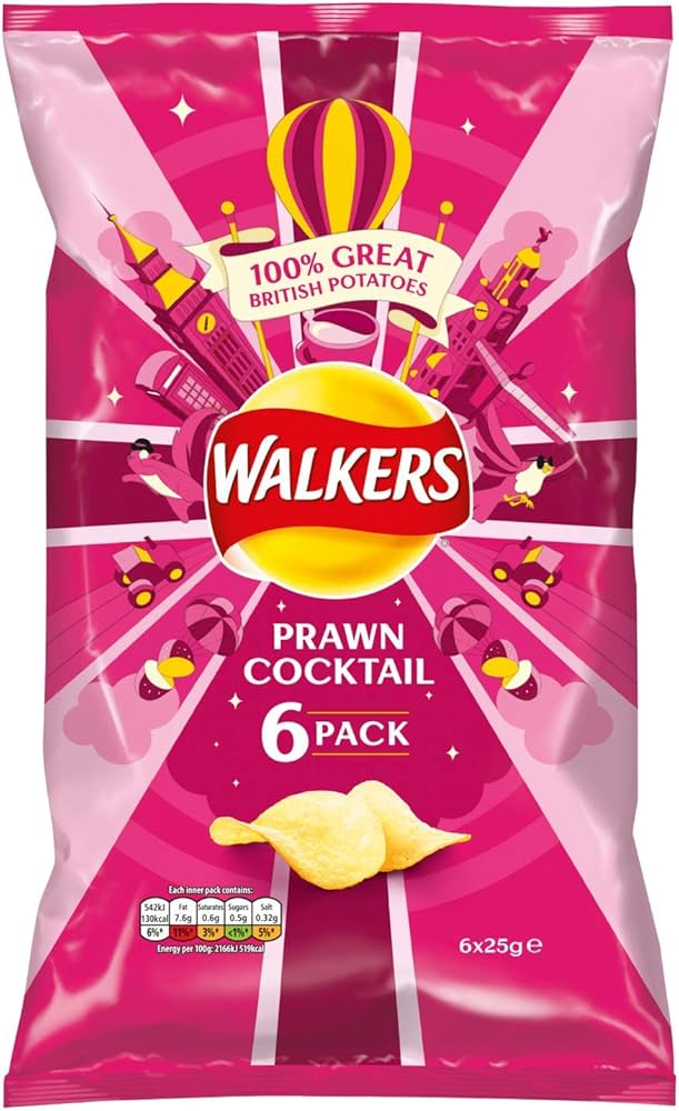 Walker's Prawn Cocktail Crisps 6 Pack