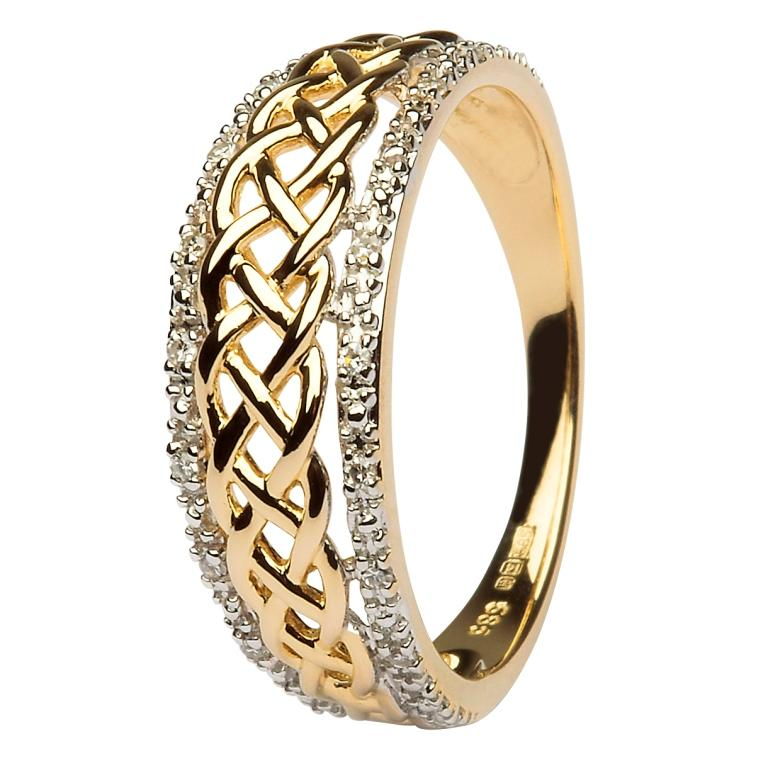 Ladies Celtic Knot Diamond Ring 14K gold - *ON SALE AS IS - MISSING STONE*