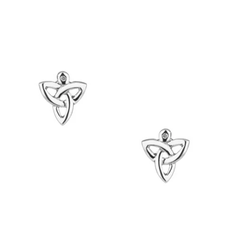 Silver Trinity Post Earrings - Diamond