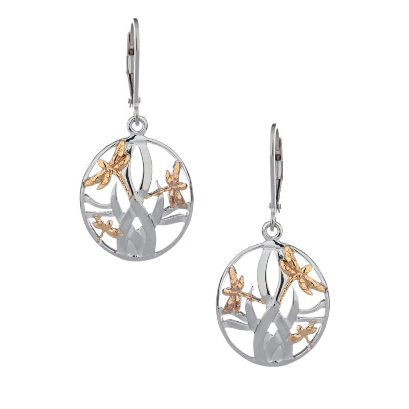 Dragonfly in Reeds Leverback Earrings