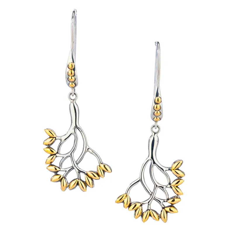 Tree of Life Hook Earrings 18k Yellow Gold