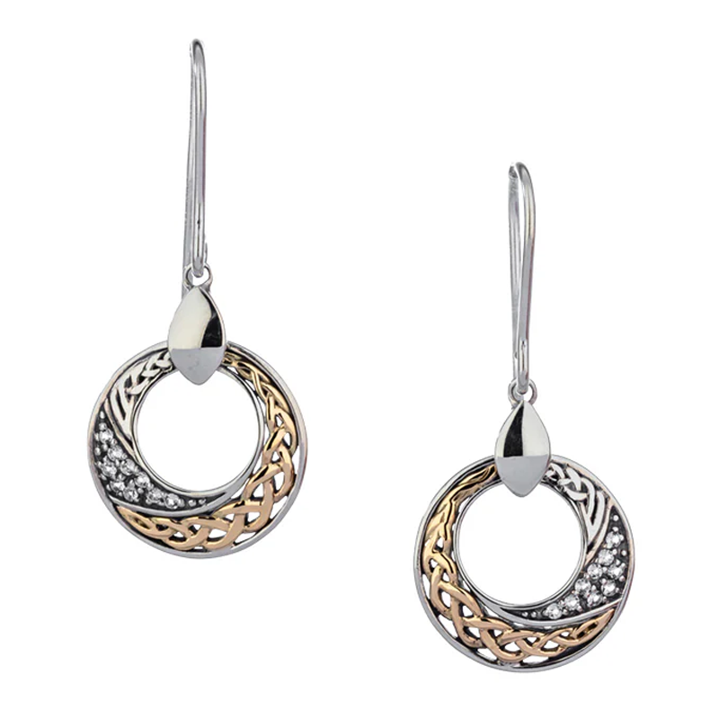 Silver and 10k Gold Comet Earrings - White Topaz