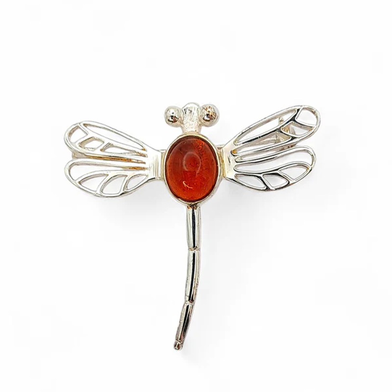 Outlander Inspired Dragonfly In Amber Brooch