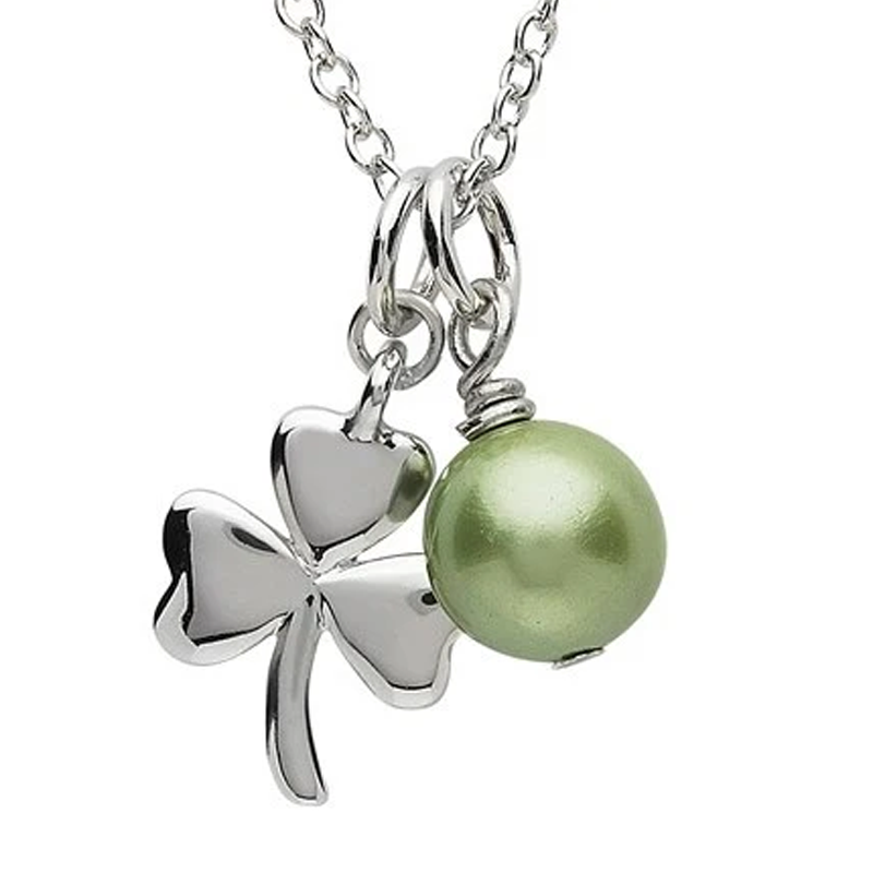 PlatinumWare Small Shamrock and Pearl Pendant