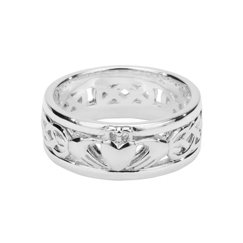 Oxidized Silver Claddagh Wedding Ring