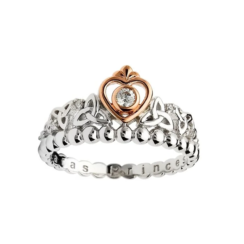 Silver Tara's Princess Heart Trinity Ring Adorned With A Crystal