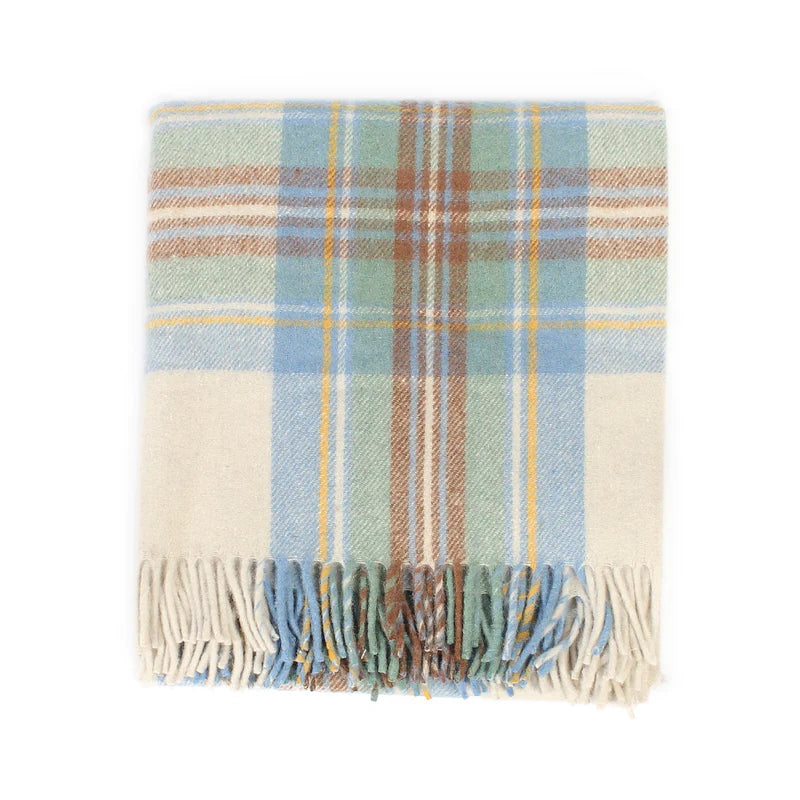 Stewart Muted Blue Tartan Blanket