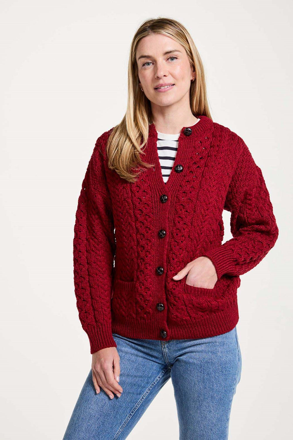 Merino Wool Aran Lumber Cardigan