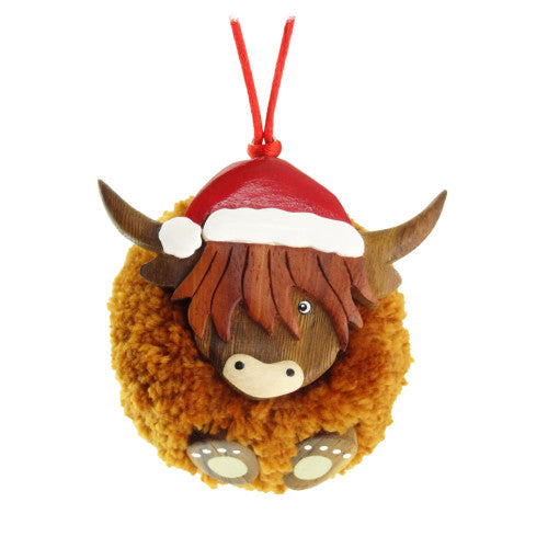 Highland Cow Pom Pom Decoration