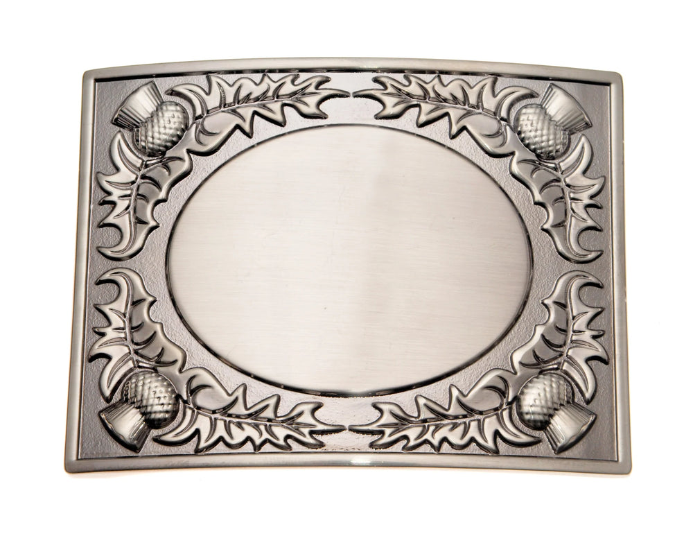 Chrome Thistle Belt Buckle