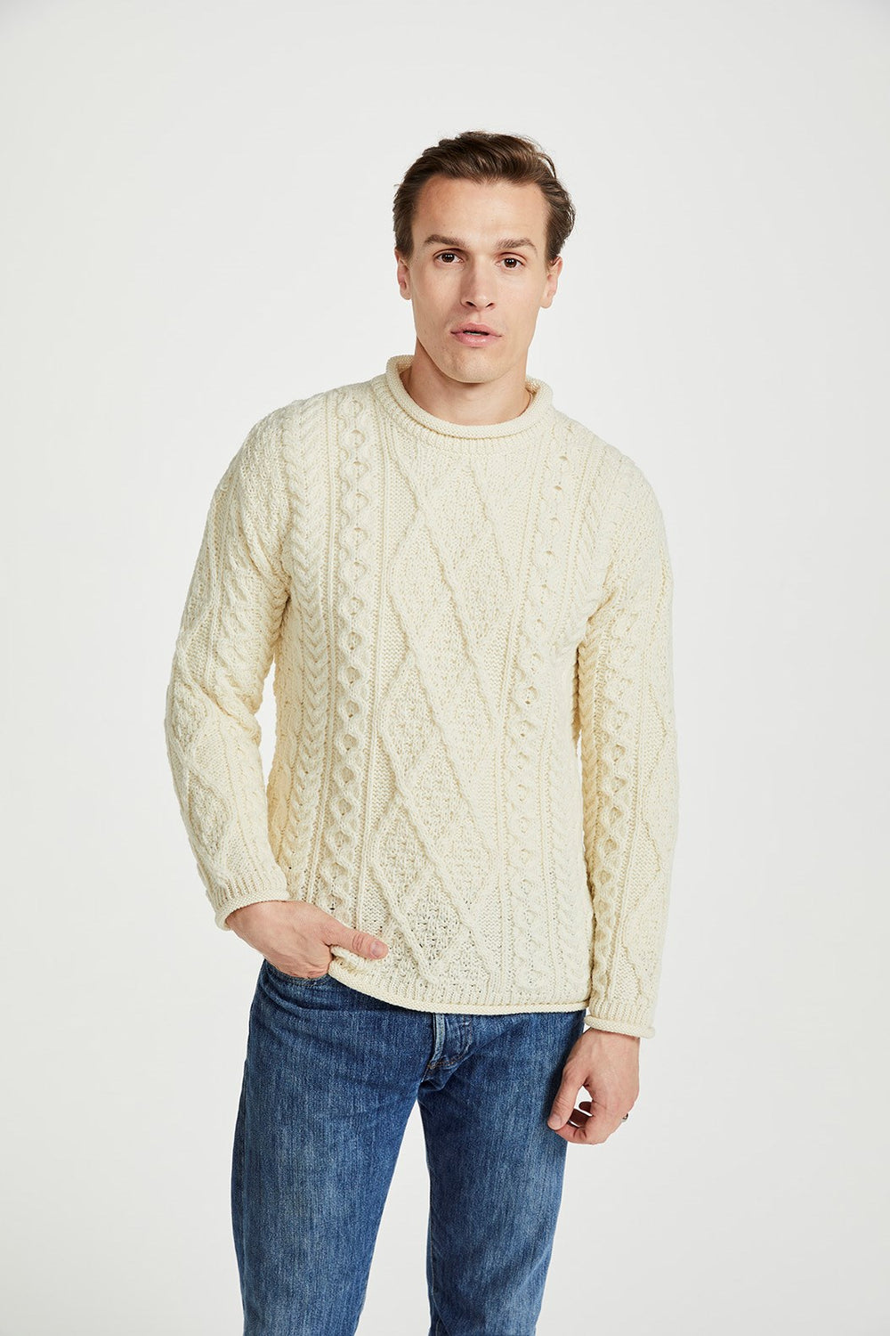 Roll Neck Aran Crew