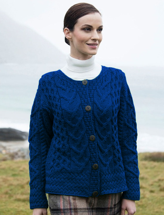 Giant Aran Bound Cardigan Deep Blue (784)