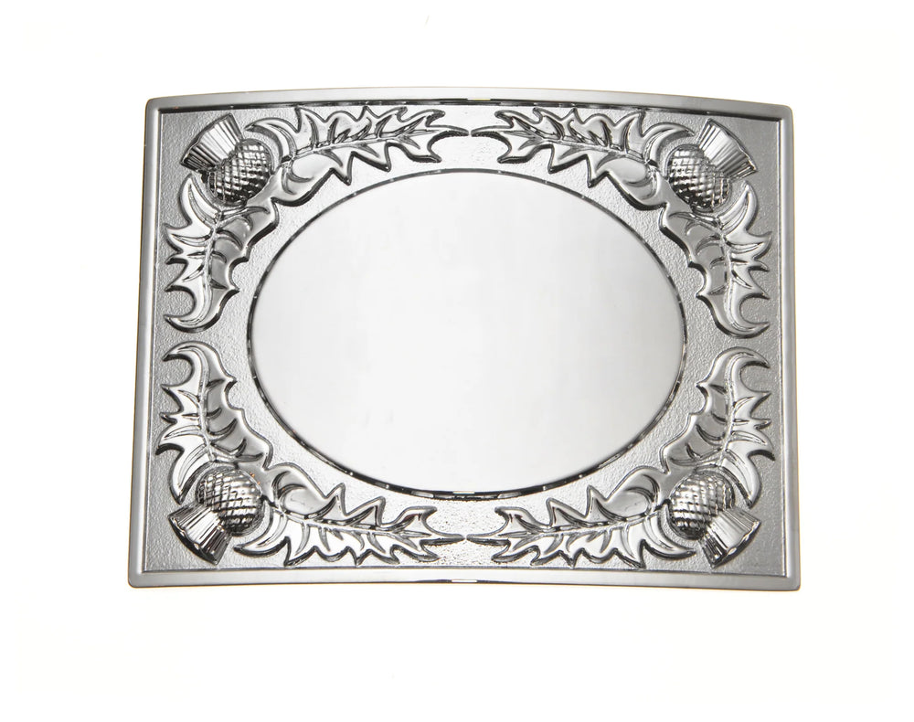 Chrome Thistle Belt Buckle