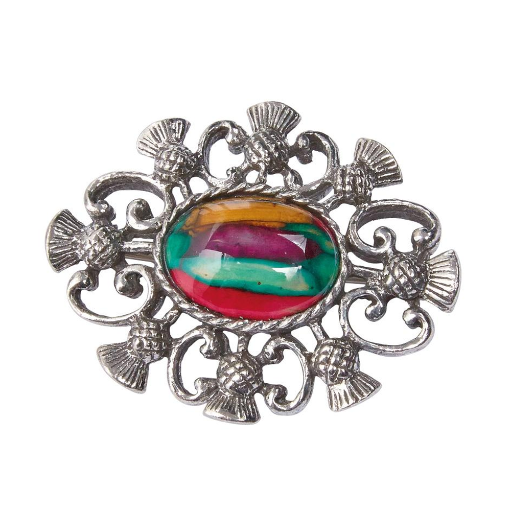 Heathergem Thistle Oval Brooch