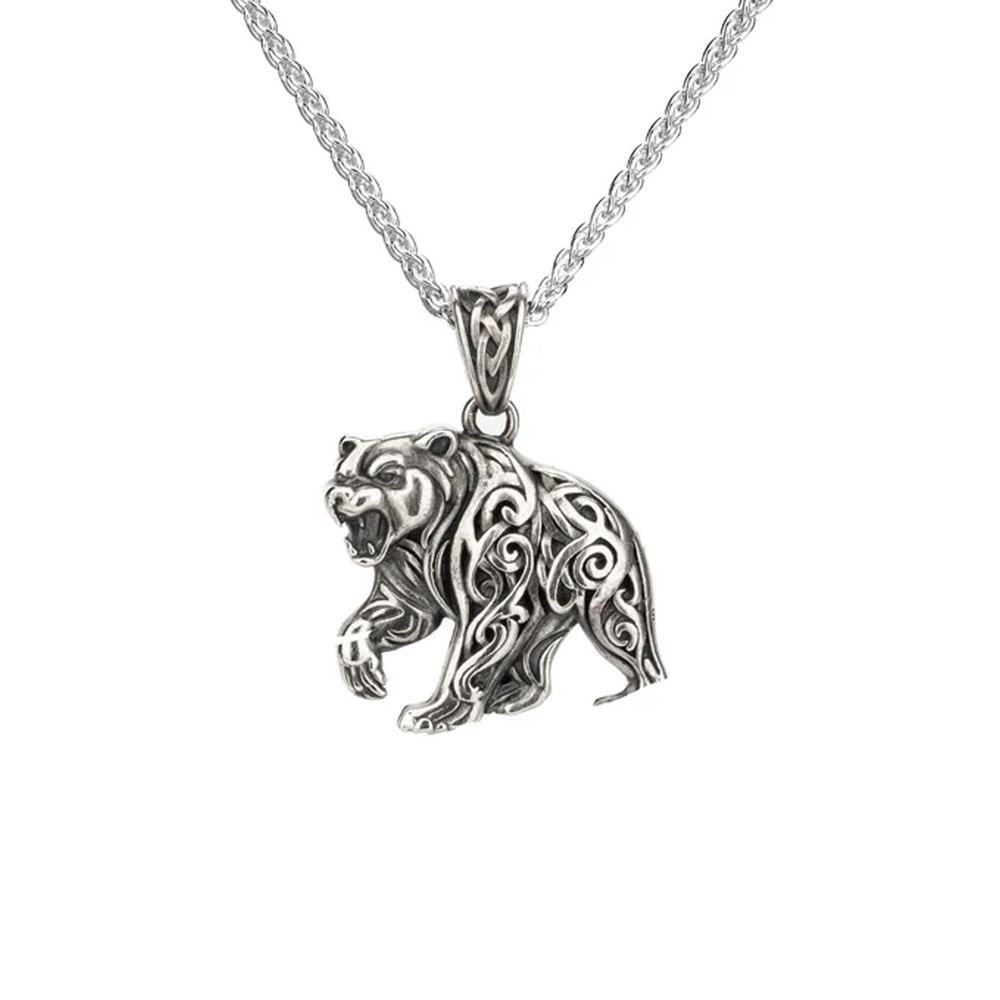 Oxidized Silver Bear Pendant
