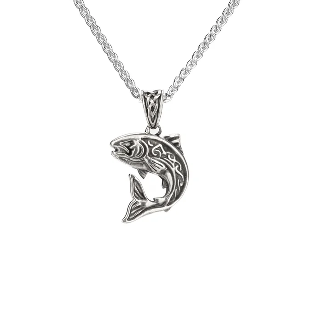 Oxidized Silver Salmon Pendant