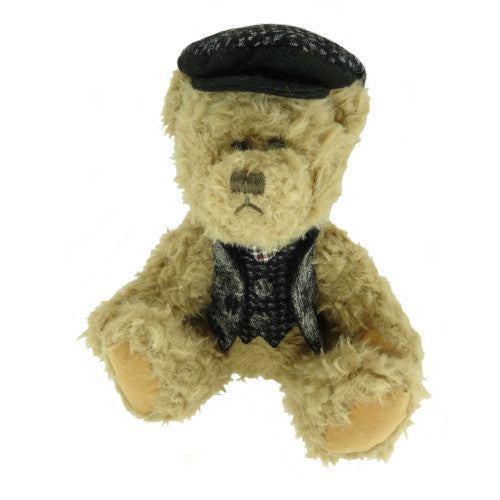 "Jock" Teddy Bear with Harris Tweed Clothing in Black/Grey Tweeds