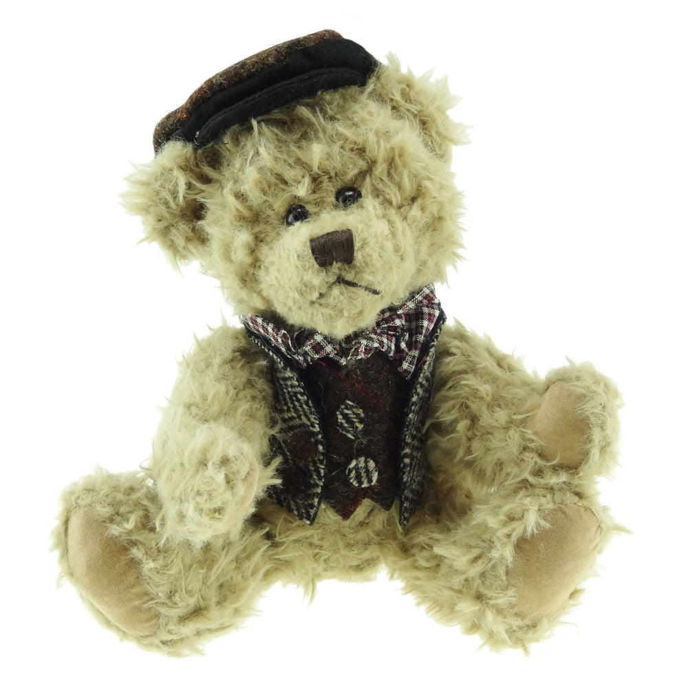 "Jock" Teddy Bear with Harris Tweed Clothing in Black/Grey Tweeds