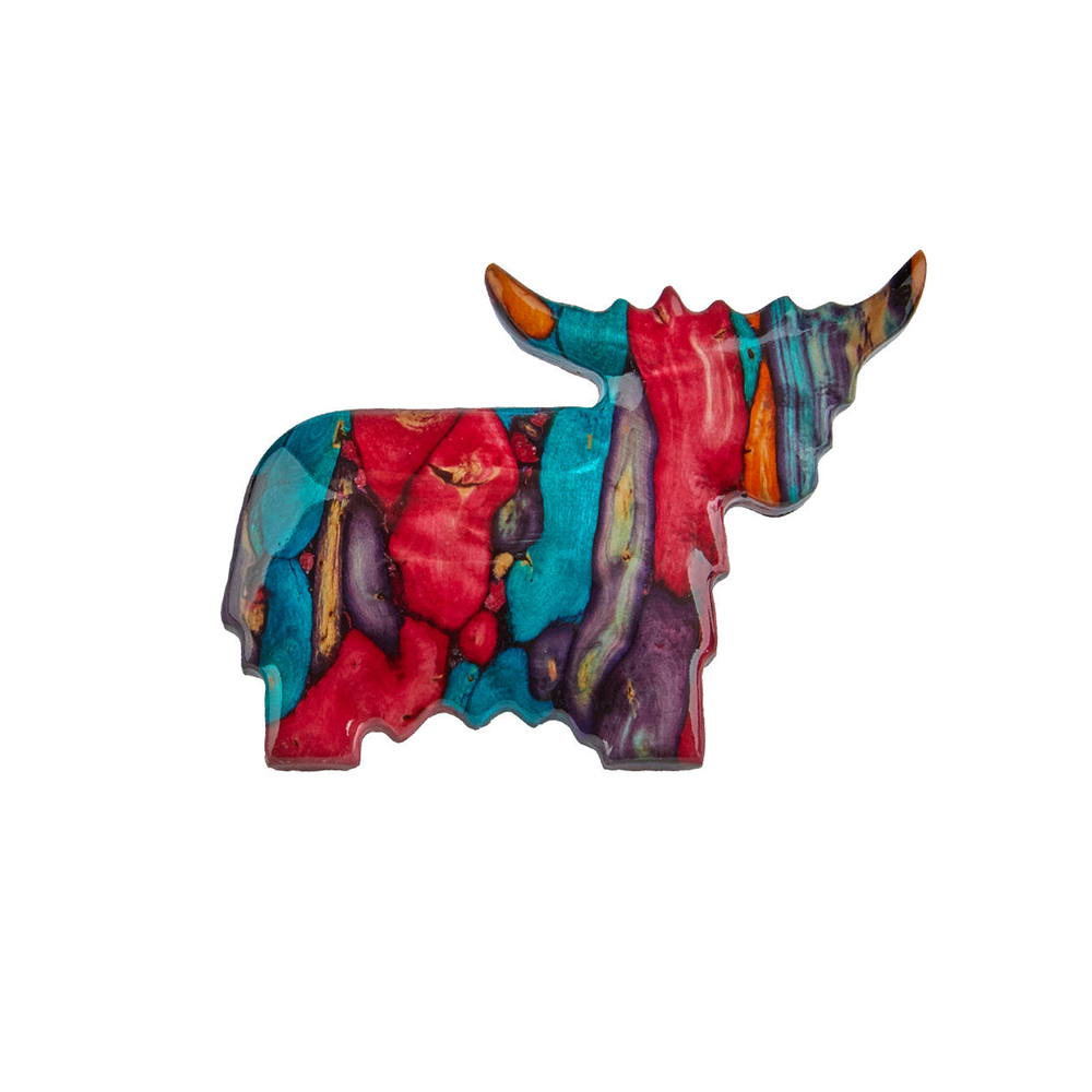 Highland Cow Heather Brooch