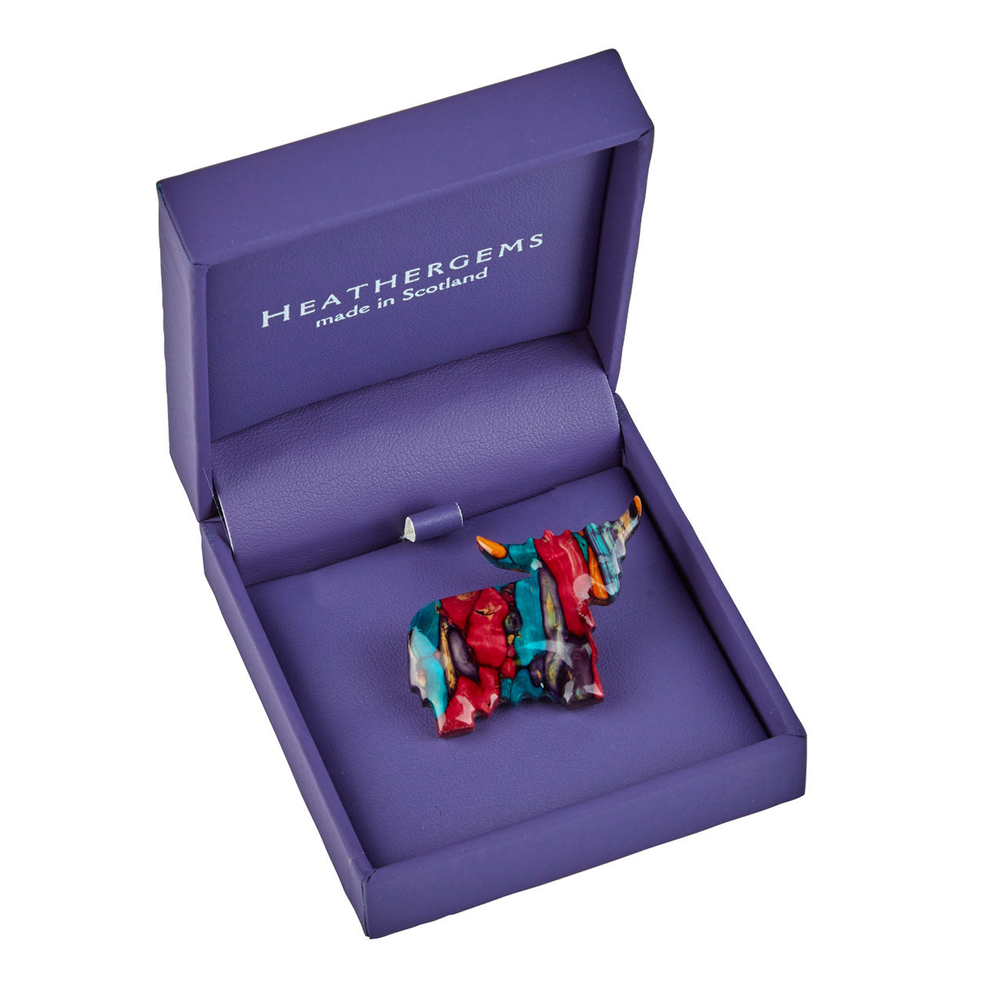 Highland Cow Heather Brooch